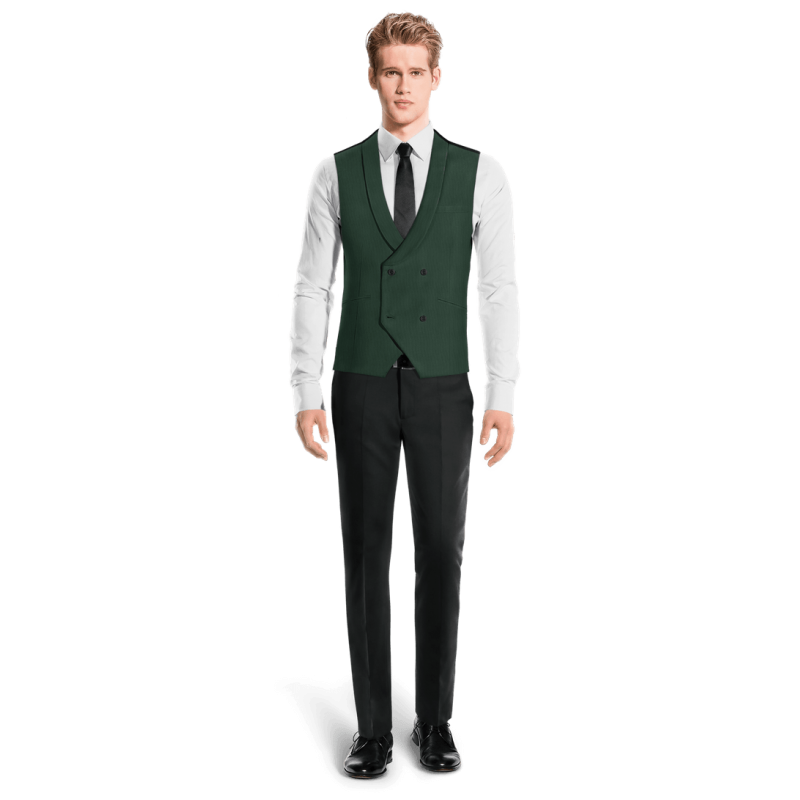 Green Wool Blends shawl lapel double-breasted Vest