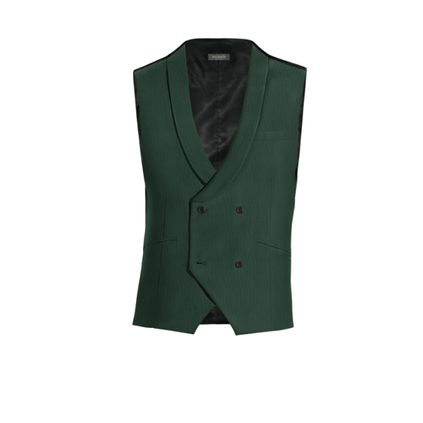 Green Wool Blends shawl lapel double-breasted Vest