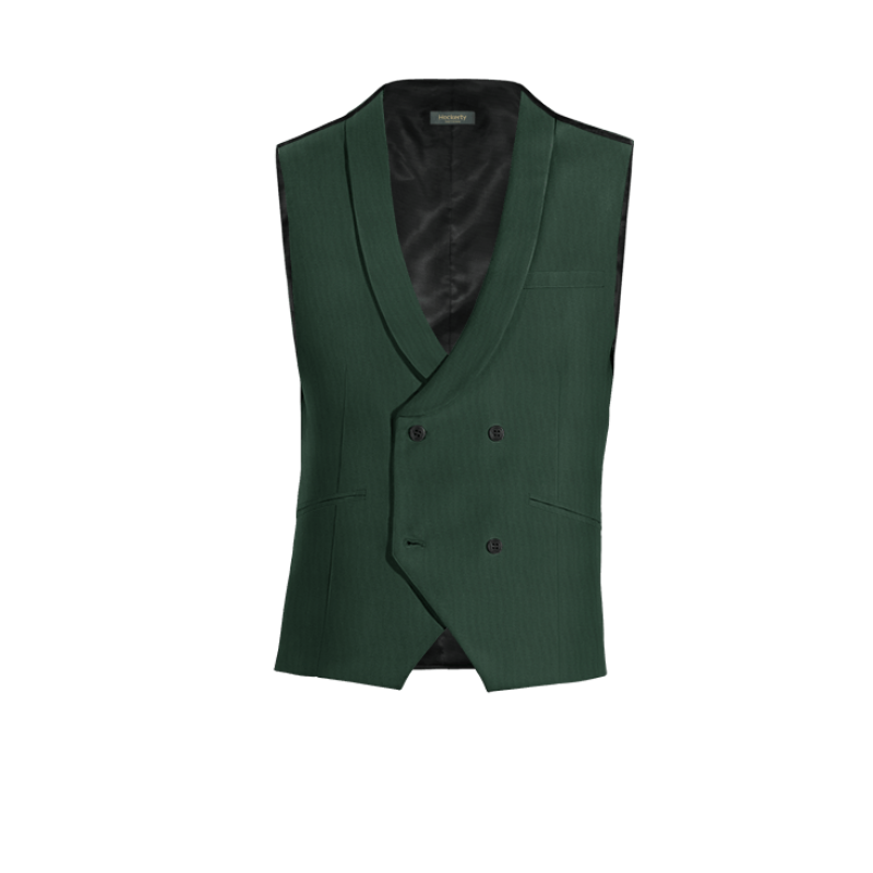 Green Wool Blends shawl lapel double-breasted Vest