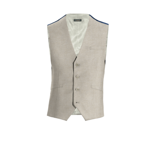 Beige Polyester-Rayon Vest