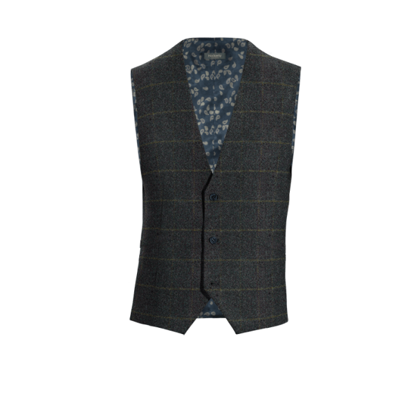 Blue Plaid Tweed Suit Vest