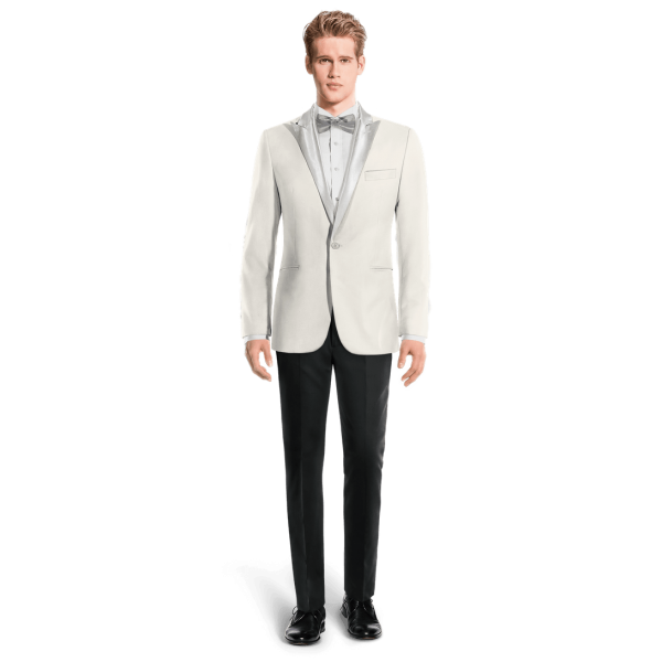 White peak lapel Slim Fit 1 button Tux Jacket