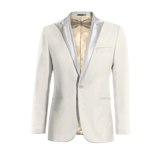 White peak lapel Slim Fit 1 button Tux Jacket