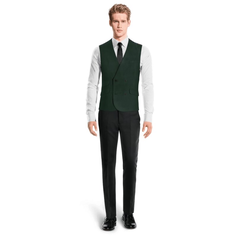Green Wool Blends double breasted Suit Vest