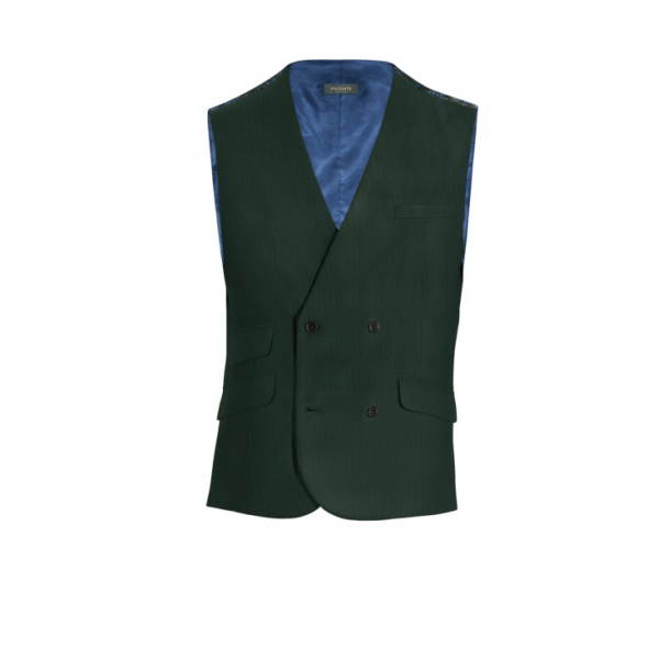 Green Wool Blends double breasted Suit Vest
