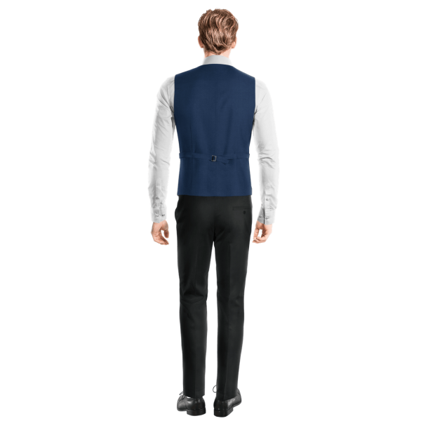 Royal Blue Wool Blends lapeled Suit Vest