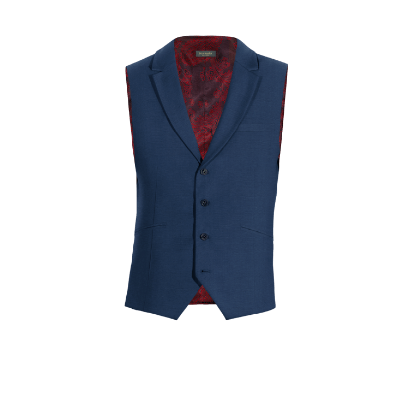 Royal Blue Wool Blends lapeled Suit Vest