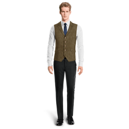 Brown Tweed peak lapel Suit Vest