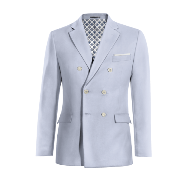 Blue 6 buttons double-breasted Blazer with handkerchief