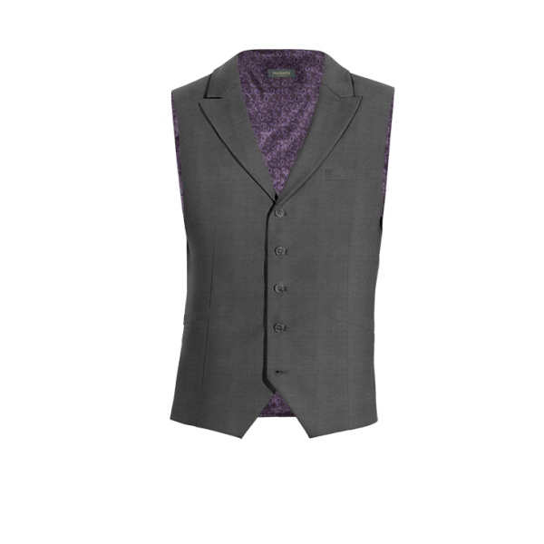 Grey wool peak lapel Vest