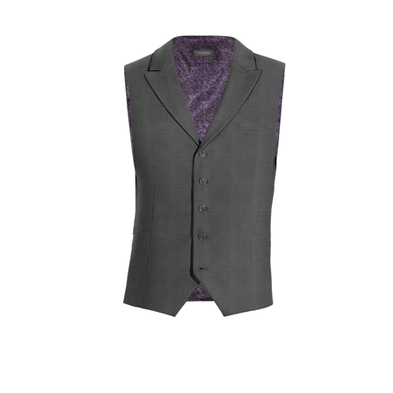 Grey wool peak lapel Vest