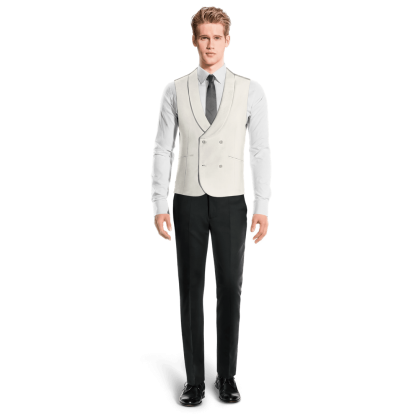 White Wool Blends shawl lapel double-breasted Vest