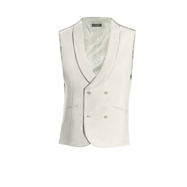 White Wool Blends shawl lapel double-breasted Vest