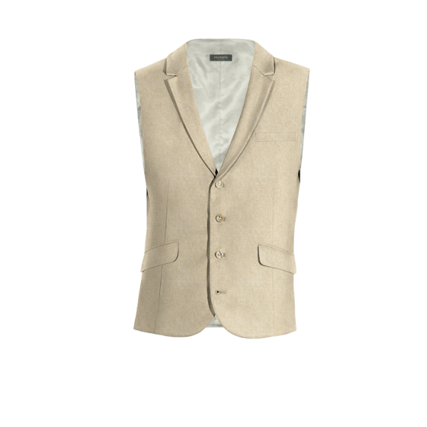 Sand linen lapeled Dress Vest