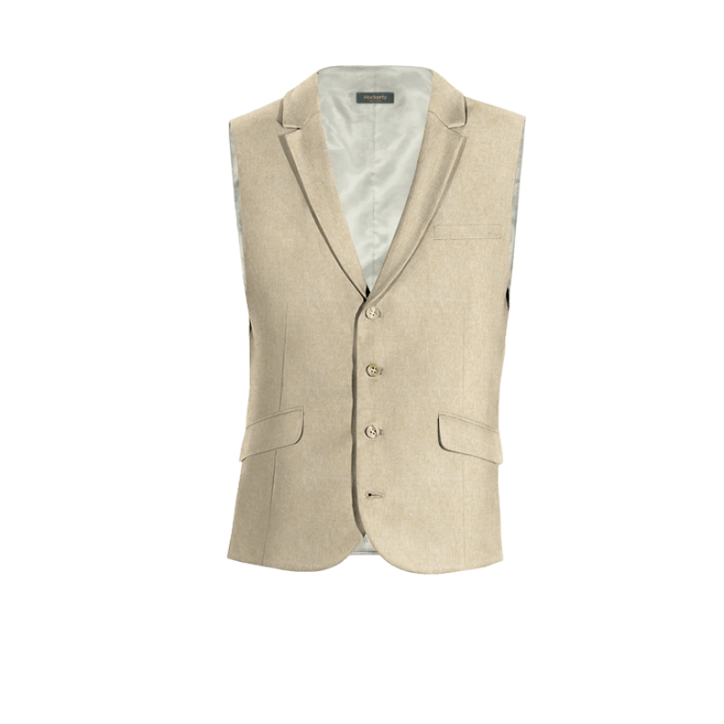 Sand linen lapeled Dress Vest