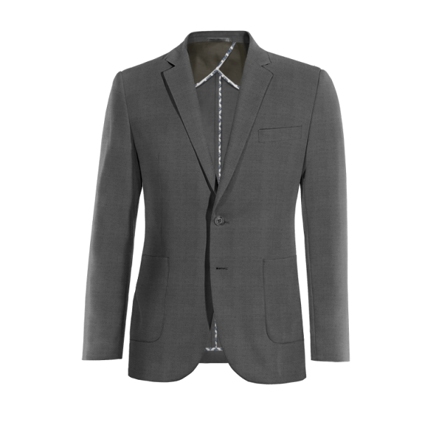 Grey Pure wool unlined Jacket with patched pockets