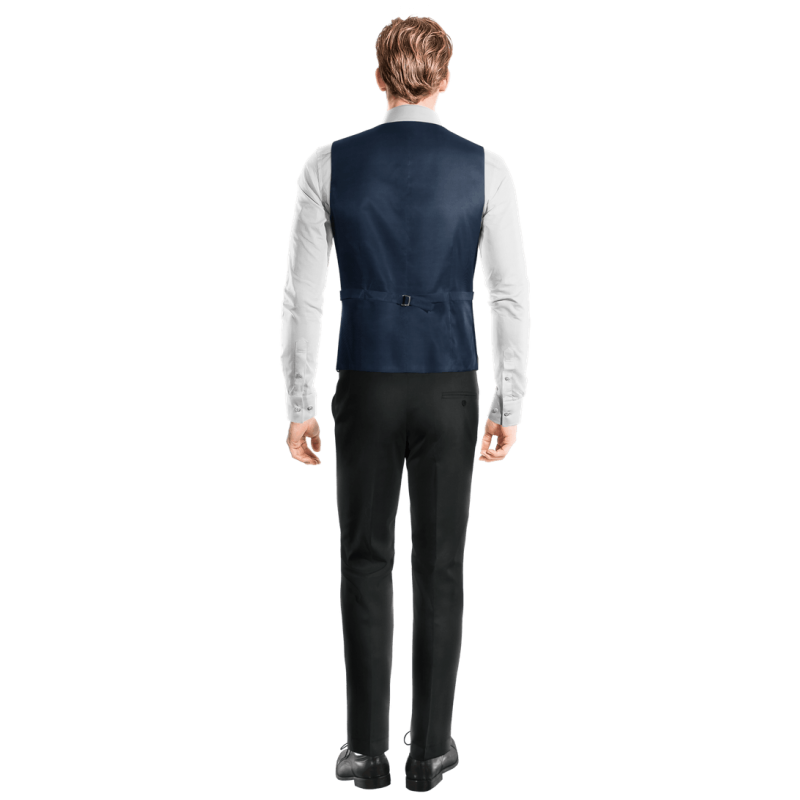 Black Wool Blends rounded lapel Vest