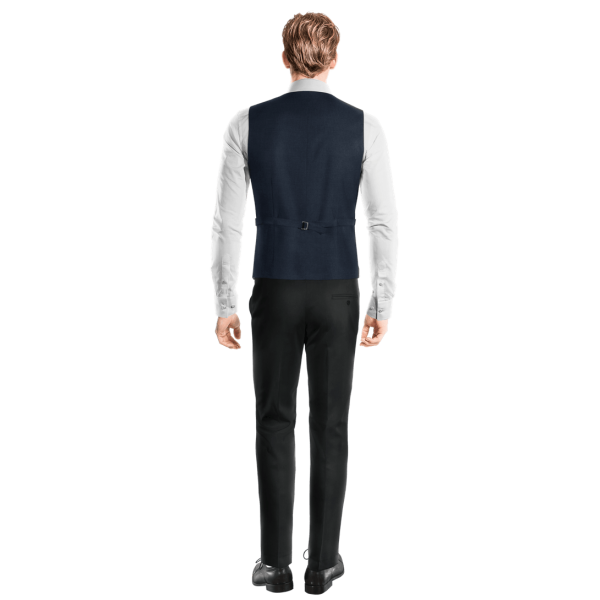 Navy Blue Polyester-Rayon Vest