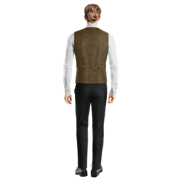 Brown Tweed lapeled Vest