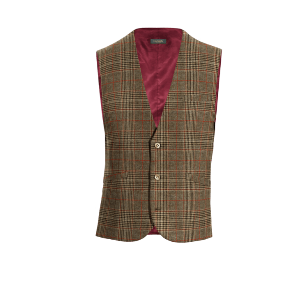 Brown Plaid Tweed Vest
