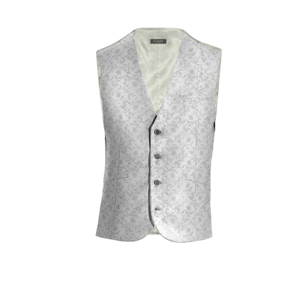 Silver floral jacquard Suit Vest