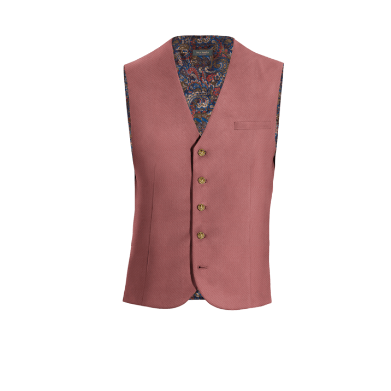 Pink Polyester wedding Vest with brass buttons