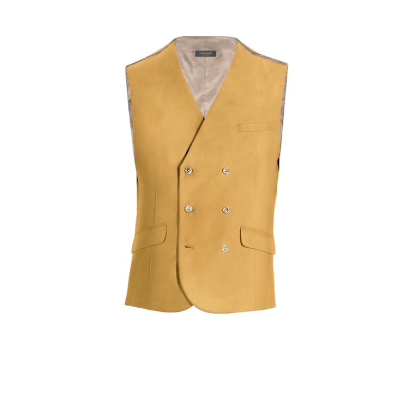 Yellow Polyester-Rayon double-breasted Vest