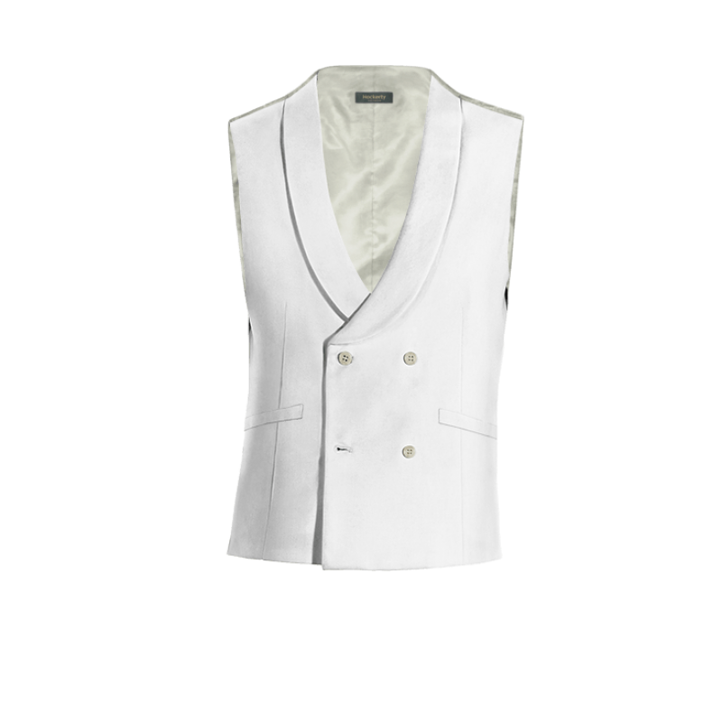 White linen round lapel double breasted Vest