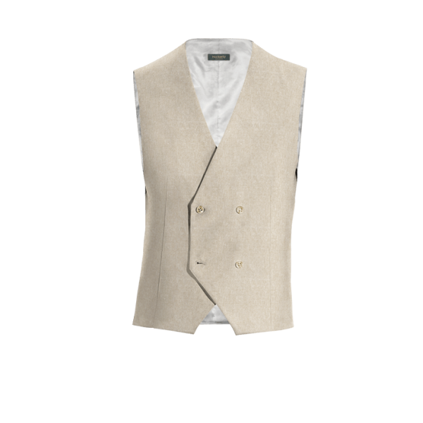 Sand linen double breasted Vest