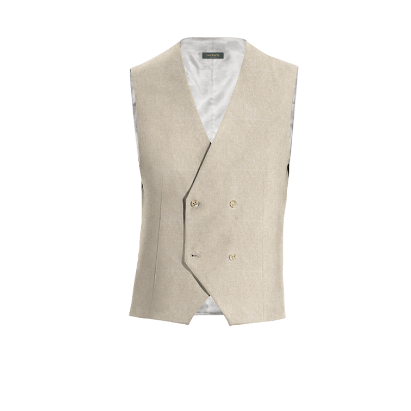 Sand linen double breasted Vest