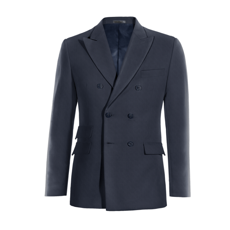 Blue double breasted peak lapel Suit Jacket
