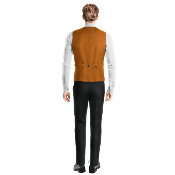 Orange Polyester-Rayon lapeled Vest