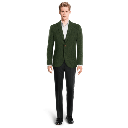 Green Tweed rounded lapel Suit Jacket with elbow patches