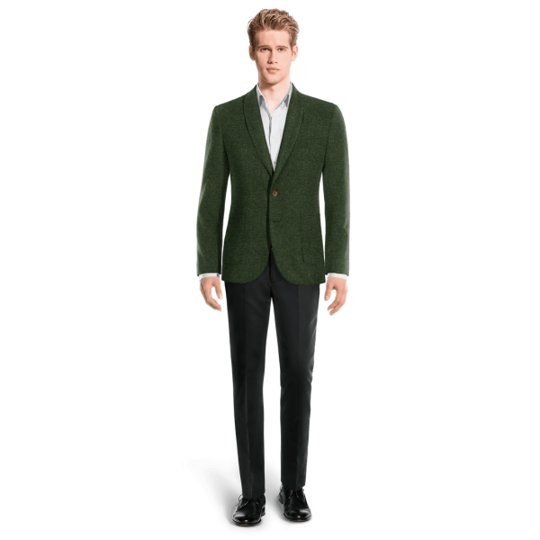 Green Tweed rounded lapel Suit Jacket with elbow patches