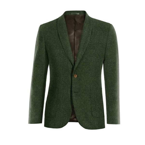 Green Tweed rounded lapel Suit Jacket with elbow patches