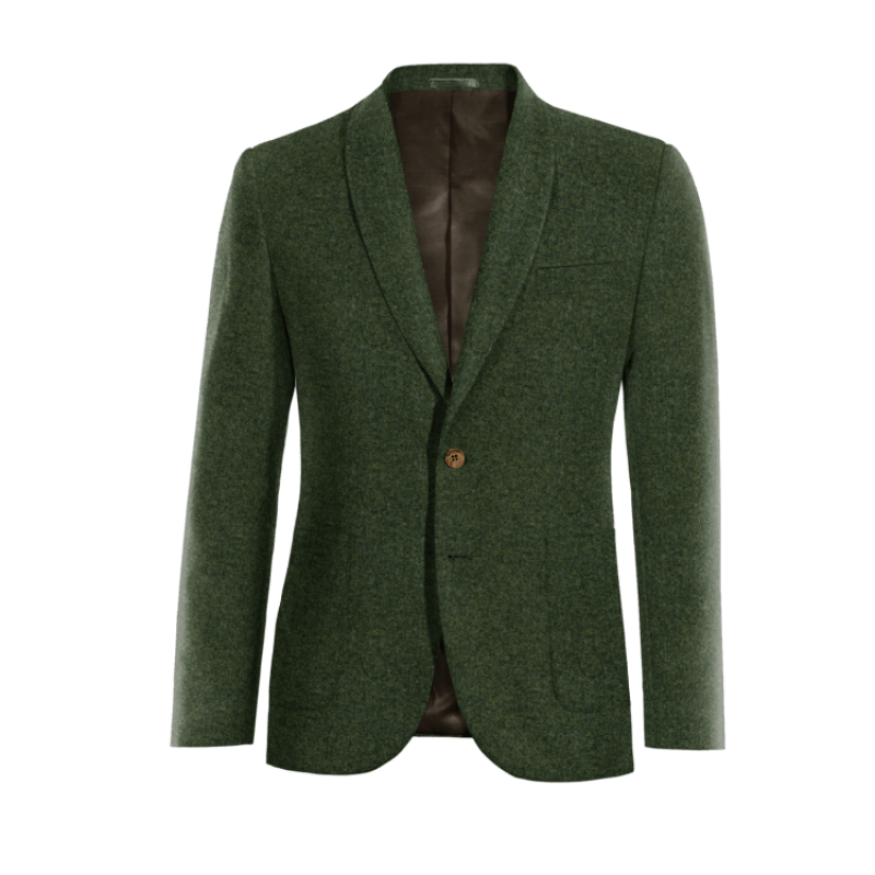 Green Tweed rounded lapel Suit Jacket with elbow patches