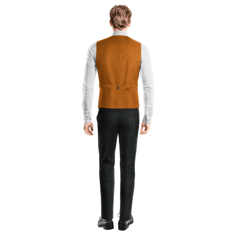 Orange Polyester-Rayon Vest with brass buttons