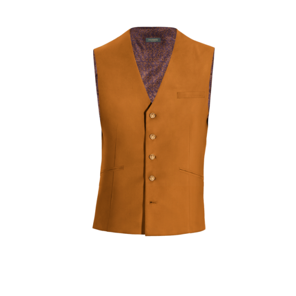 Orange Polyester-Rayon Vest with brass buttons