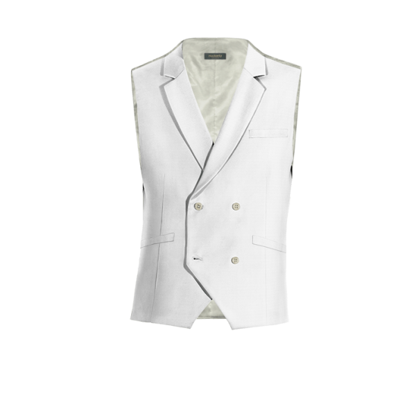 White Wool Blends lapeled double-breasted Dress Vest