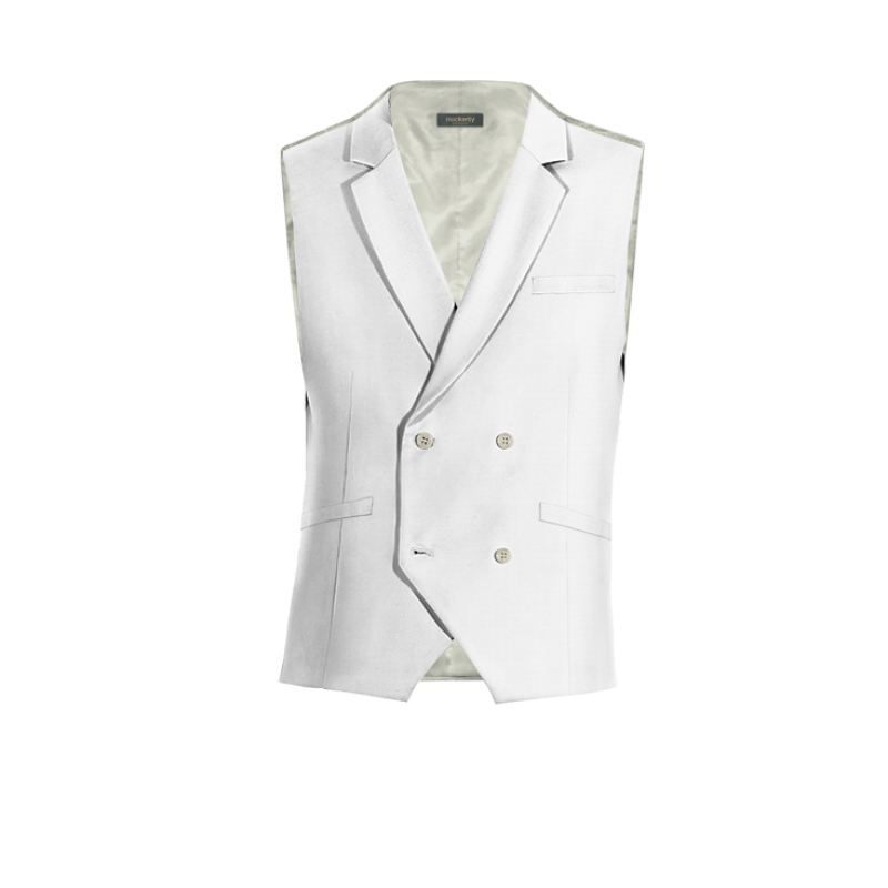 White Wool Blends lapeled double-breasted Dress Vest