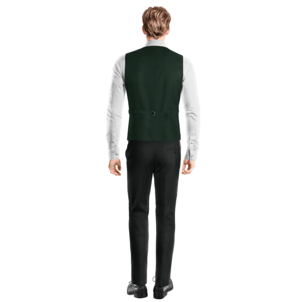 Green Wool Blends Suit Vest with brass buttons