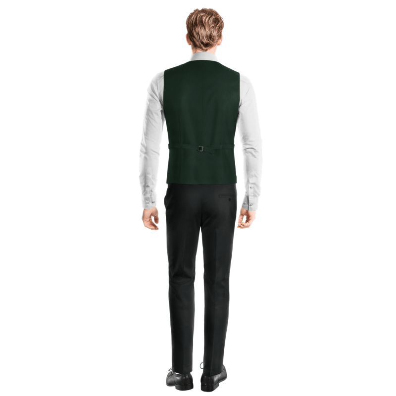 Green Wool Blends Suit Vest with brass buttons