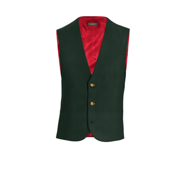 Green Wool Blends Suit Vest with brass buttons