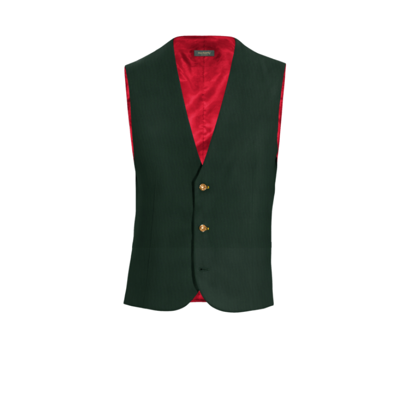 Green Wool Blends Suit Vest with brass buttons