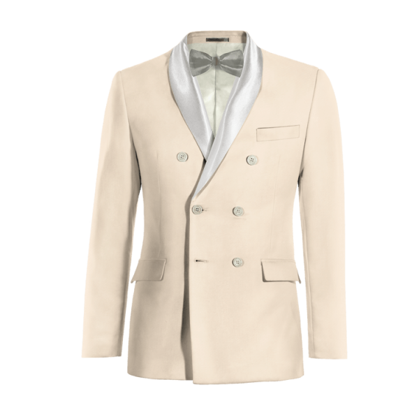 Beige double breasted round lapel Tuxedo Jacket