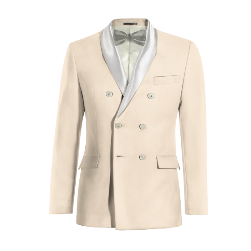 Beige double breasted round lapel Tuxedo Jacket