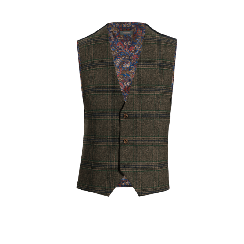 Brown Plaid Tweed Vest