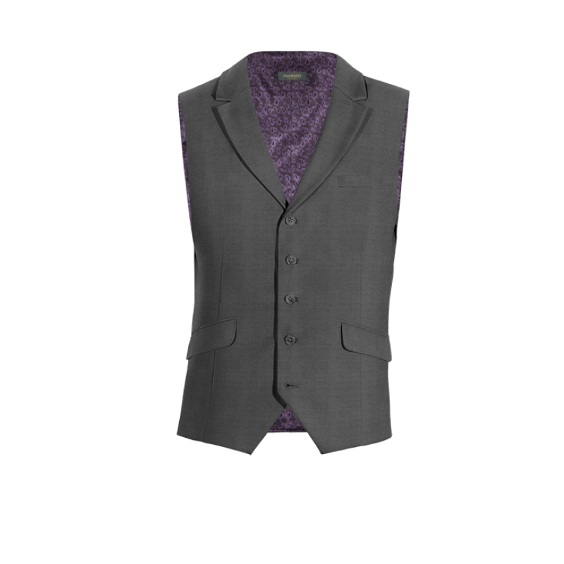 Grey 100% wool lapeled Vest