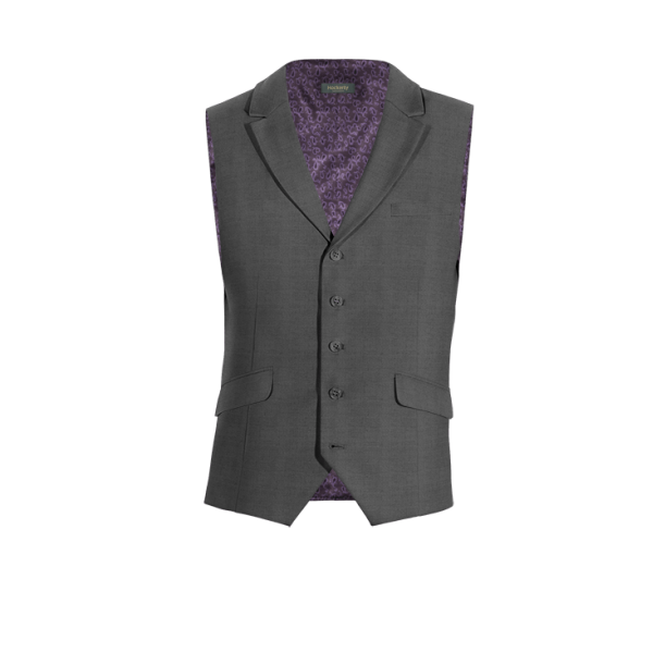 Grey pure wool lapeled Dress Vest