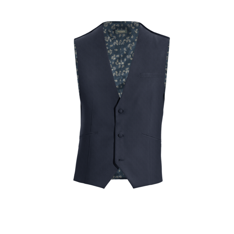 Navy Blue Wool Blends Vest